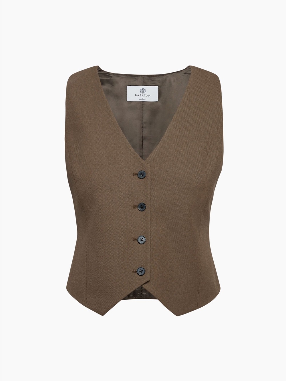 Babaton Brown Wool Blend Tailored Vest